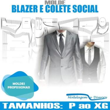 Imagem de Kit Molde Blazer E Colete, Modelagem&Diversos, Tamanhos P Ao Xg