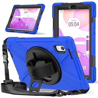Imagem de QYiiD Capa para Lenovo Tab M9 2023 (TB310FU), capa protetora resistente à prova de choque com alça de mão giratória 360, alça de ombro para Lenovo 9,0 polegadas Tab M9 2023 1ª geração, azul