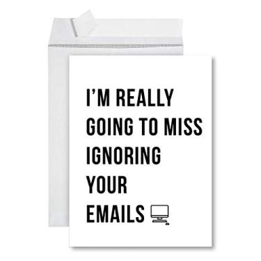 Imagem de Andaz Press Cartão de aposentadoria jumbo engraçado com envelope 21,5 x 28 cm, escritório de despedida, estou realmente indo para perder ignorando seus e-mails, pacote com 1, inclui envelope