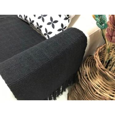 Imagem de Xale Mineiro Manta Para Sofa e Poltrona Decoracao 1,2x1,8cm (Preto)