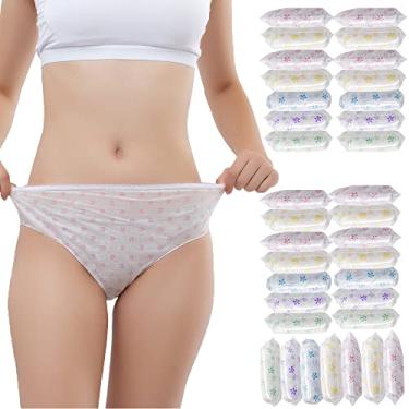 Imagem de Travelcare 35 Peças de Roupa Íntima Feminina Descartável Não Tecida Cuecas Femininas Calcinhas de Papel Impressas para Viagens Hotel Spa Hospital Internações Emergências