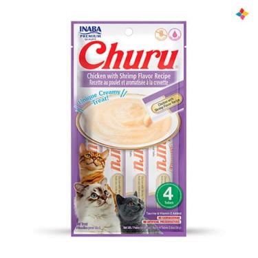 Imagem de Churu Petisco Snack úmido purê sabor Galinha com Camarão 56 g - Inaba 