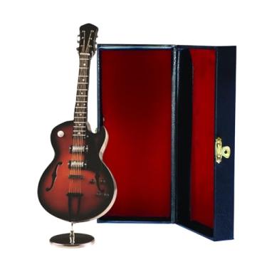 Imagem de Réplica de guitarra elétrica marrom miniatura com capa, mini guitarra perfeita para colecionadores e entusiastas de coisas de guitarra - Broadway Gifts