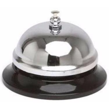Imagem de Campainha Cromada De Mesa Balcão Recepção Hotel Comercio 9x6cm - Fuxin