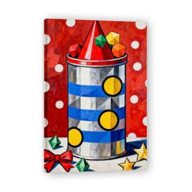 Imagem de Barril de blocos de construção, arte em tela de Natal, decoração de parede quente para sala de estar, casa, 50 x 75 cm emoldurado