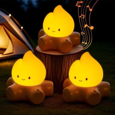 Imagem de BANDIANCY 3 kits de luz noturna aconchegantes para fogueira, sons suaves da natureza, luz noturna de ruído branco para bebês adultos, recarregável, lâmpada de chama fofa, melhor presente para viagens