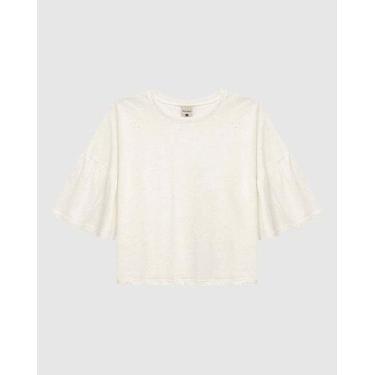 Imagem de Blusa Cropped Feminina Manga Babado Em Tricô Botonê - Malwee, Off whit