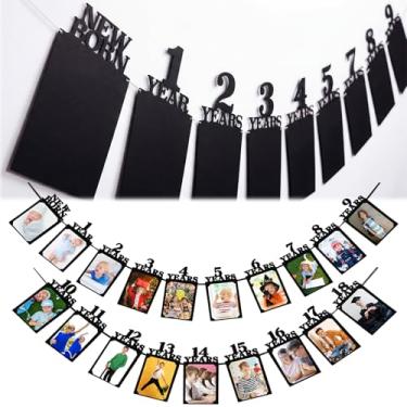 Imagem de Breling Faixa fotográfica de feliz aniversário de 18 anos para recém-nascidos até 18 anos de idade para decoração de 16 anos, guirlanda, suprimentos de festa (preto)