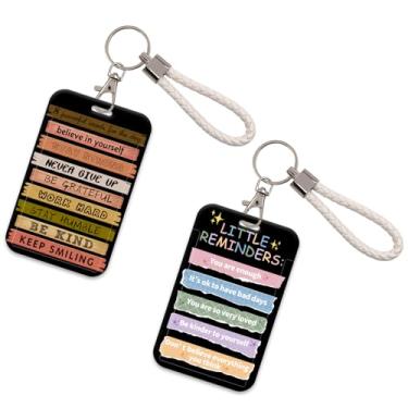 Imagem de 2 peças de porta-crachá de identidade legal com chaveiro, porta-cartão de identificação fofo, chaveiro e capa protetora de plástico rígido para mulheres, homens, meninas, professores, para crachá de