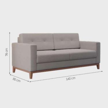 Imagem de Sofá Com 3 Lugares Pés E Base Madeira Em Linho Cotton