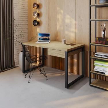 Imagem de Mesa Operacional C-01gav. 135x70x75cm Yon Vermont Oak-est.preta Vermont Oak-est.preta