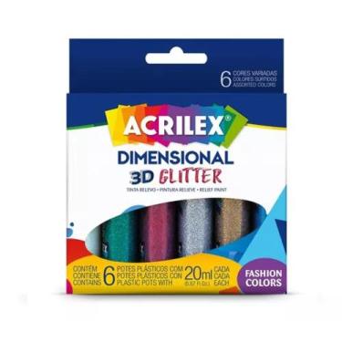 Imagem de Tinta Dimensional Relevo 3d Glitter 20ml 6 Cores Acrilex - Gigantes