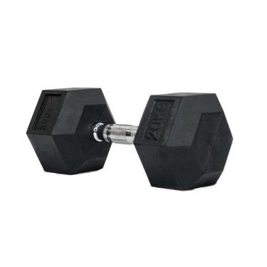 Imagem de Halter Dumbell Emborrachado Sextavado Cromado Peso 20kg Rae - RAE FITN