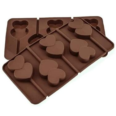 Imagem de Forma Em Silicone Molde Pirulito Coração 5 Cavidades