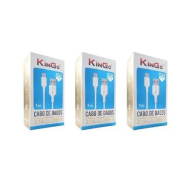 Imagem de Kit 3 Cabos Usb-C Kingo Branco 1M 2.1A Para Galaxy A30S