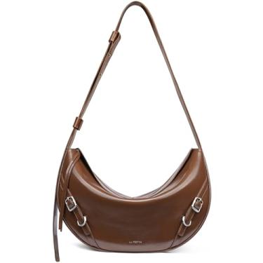 Imagem de LA'FESTIN Bolsas de ombro femininas de couro Hobo para mulheres, Marrom., One Size