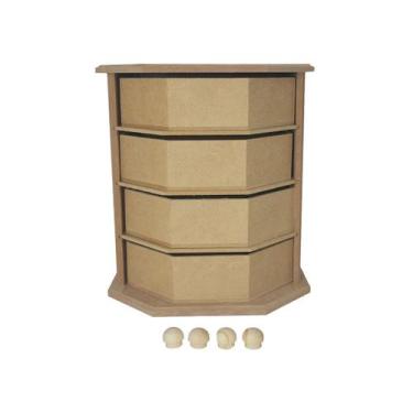 Imagem de Comoda com 4 Gavetas Sextavada Tamanho P 17,5x18x19 Mdf Madeira - ATAC
