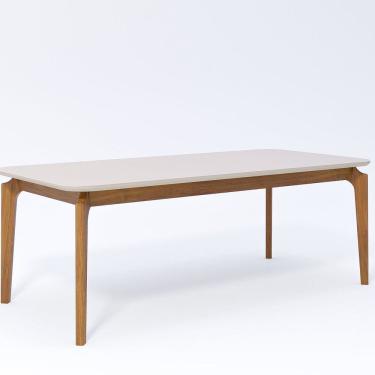 Imagem de Mesa Ficus 77cm x 100cm x 210cm Tampo em MDF Madeira/Off White