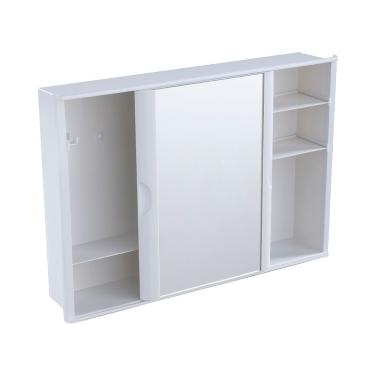 Imagem de Armário Para Banheiro Astra Versátil Com Espelho E Porta De Correr A23 Embutir-sobrepor Branco