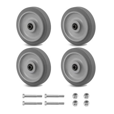 Imagem de Rodas de borracha termoplástica de 124,7 cm (conjunto de 4) – resistente, rolamento de precisão, sem marcação, capacidade de carga de 125 kg cada, proteção de piso, ideal para carrinhos e equipamentos