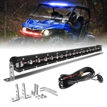 Imagem de BraveWAY [Estroboscópio Vermelho E Azul] Barra De Luz Led 20" Com Fileira Única, Piscante Branca [Reta] Polícia Chicote Elétrico Para Suv Off-Road, Utv, Carro, Caminhonete