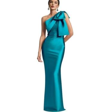 Imagem de Vestido Mãe da Noiva Mkojaa One Shoulder US18 Aqua