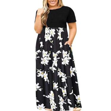 Imagem de Vestido Halife Summer Casual Beach Boho com bolsos plus size