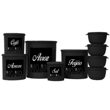 Imagem de Kit 9 Potes Para Mantimentos Decorados 4 Potes Bowl 500ml Para Marmita