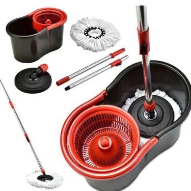 Imagem de Mop Giratório Esfregão de Limpeza Balde Centrifugador e Cabo em Inox -