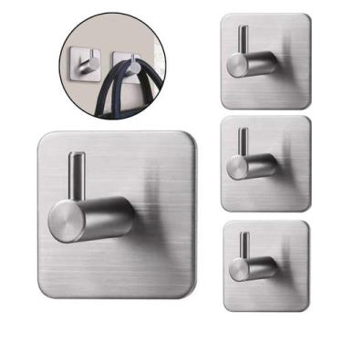 Imagem de Kit 4 Ganchos Inox Adesivo De Parede Suporta 5kg Multiuso - Losan
