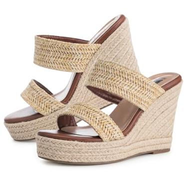 Imagem de VARECOLA Sandálias femininas de salto alto transparente com bico aberto, Raffia natural, 38