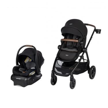Imagem de Carrinho de Bebê Travel System 5 em 1 Modular com Porta-Copos, Barra de Proteção e Capa de Chuva, Maxi Cosi Zelia Luxe, Preto