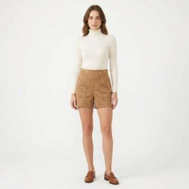 Imagem de Short Suede Box Cintura Alta Tecido Premium Feminino 180057-Feminino