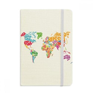 Imagem de Mutlicolour Mapa-múndi nome países caderno tecido capa dura diário clássico A5