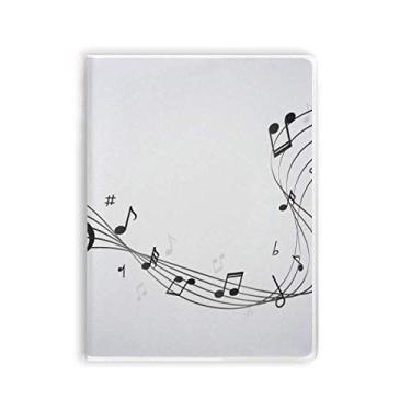 Imagem de Caderno branco com notas musicais pretas da Flappg, capa de goma