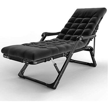 Imagem de Espreguiçadeiras reclináveis dobrável, acolchoado, tamanho grande, cadeira de gravidade zero para pátio, jardim, praia, piscina com almofadas, suporte de 200 kg (cor: preto)-B Atualização