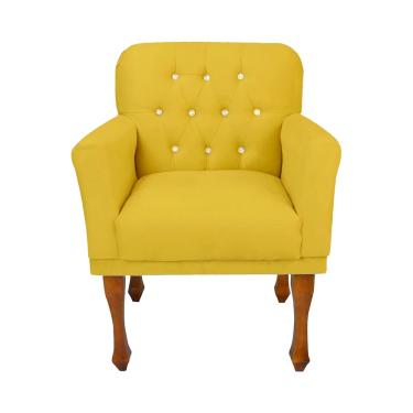 Imagem de Cadeira Poltrona Estofada Para Sala de Espera Anitta Suede Amarelo LM DECOR