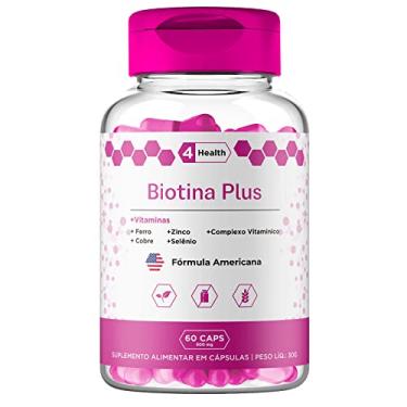 Imagem de Biotina Plus + Vitaminas 60 Cápsulas, Tecnologia Importada EUA, Cabelo, Pele e Unha - 4 Health