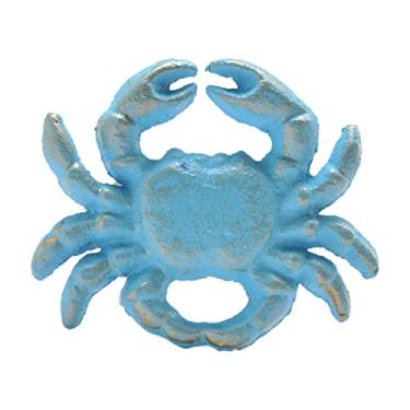 Imagem de ＫＬＫＣＭＳ Puxadores de armário de ferro fundido Puxadores de hardware Mobília Retro Estilo Gaveta Puxador para caixa de madeira Cômoda de, Caranguejo azul