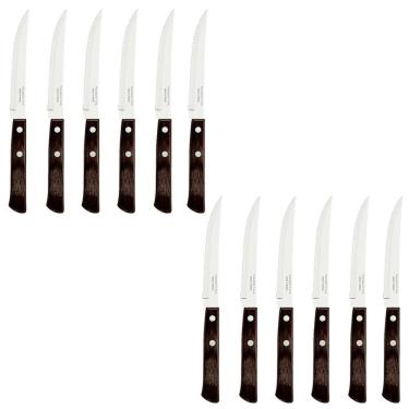 Imagem de Conjunto de Facas Para Churrasco Polywood Castanho 12 Unidades Aço Inox Tramontina
