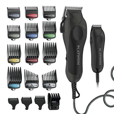 Imagem de WAHL, Kit combo de corte de cabelo Clipper Pro Series Platinum com tesouras de barbeiro modelo 79804100, preto
