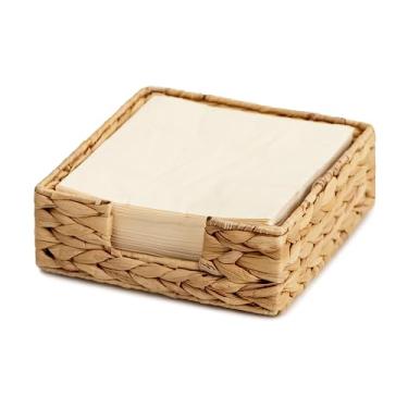 Imagem de StorageWorks Suporte de toalha de hóspede de jacinto de água para banheiro, cestas de guardanapos de vime para sala de jantar, porta-guardanapos de vime para mesas, 18 cm C x 19 cm L x 5 cm A, 1