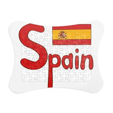 Imagem de Moldura de quebra-cabeça com estampa vermelha da bandeira nacional da Espanha para decoração de imagens