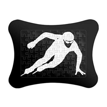Imagem de Skating Black Winter Sport Contorno Moldura de quebra-cabeça Decoração de quadro Enfeite de jogo de quebra-cabeça