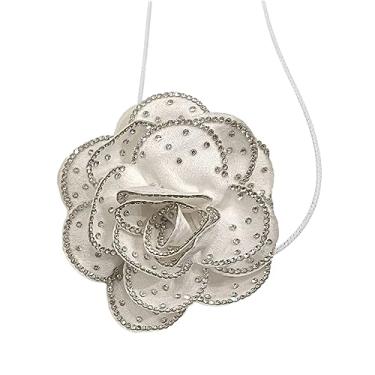 Imagem de Misright Colar gargantilha para mulheres colar de flor elegante corrente clavícula colar de casamento corrente de pescoço para meninas, one size, Acrílico, Sem Pedra Preciosa