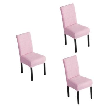 Imagem de ABOOFAN 3 Pecas protetor de cadeira capa de cadeira elástica cadeira de jantar capa da cadeira estojo de cadeira capa de cadeira de poliéster elasticidade toalha de mesa rosa