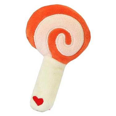 Imagem de TOPINCN Brinquedo de pelúcia para mastigar para cães, resistente à mordida, brinquedos de mastigar para cães interessantes para suprimentos para animais de estimação (laranja)