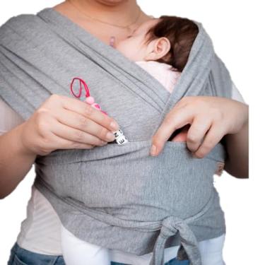 Imagem de Wrap Sling de Bebê Carregador Canguru de Vestir Little Beni (CINZA, G)
