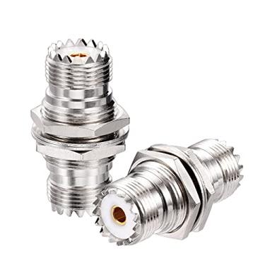 Imagem de Superbat Conector de anteparo SO-239 UHF fêmea porca anteparo conector de montagem em painel, adaptador SO239 para SO 239 para antena polo J antena de onda 1/4 etc. 2 peças