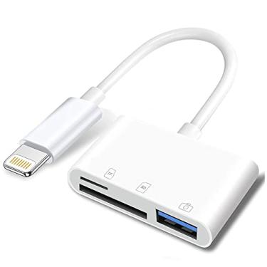 Imagem de Adaptador de câmera USB Lightning para cartão SD e TF da Apple para iPhone/iPad, leitor de cartão 3 em 1, dongle USB para pen drive, teclado, mouse, hubs, MIDI, cartão de memória Micro SD TF, Plug &